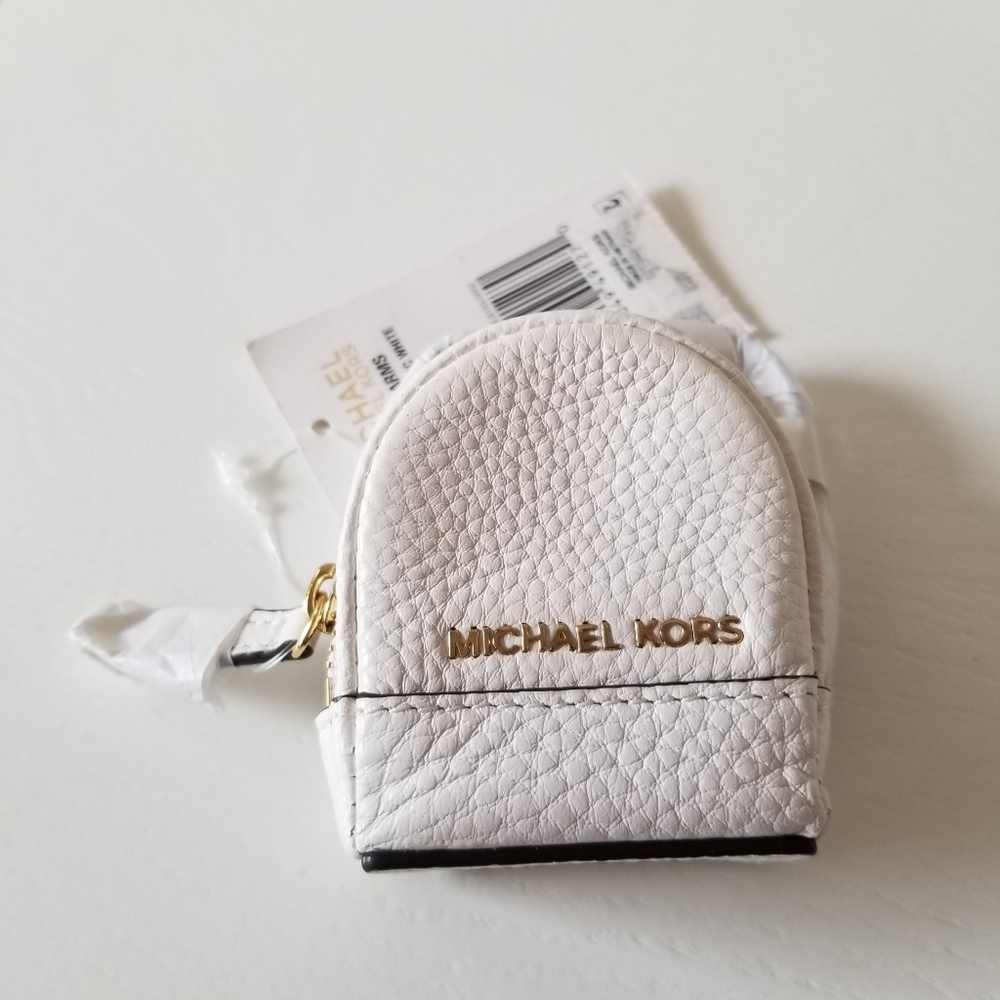 Michael Kors Rhea Back Pack Key Chain Optic White NWT